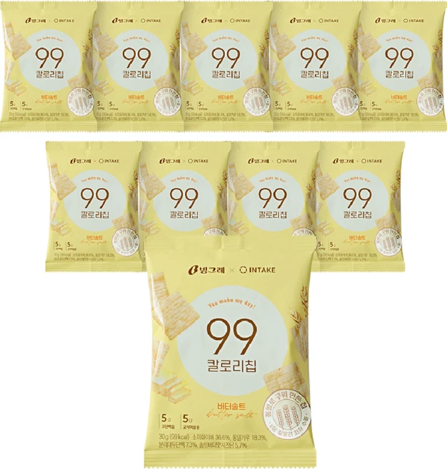 빙그레 99칼로리칩 버터솔트, 30g, 10개 - 쿠팡