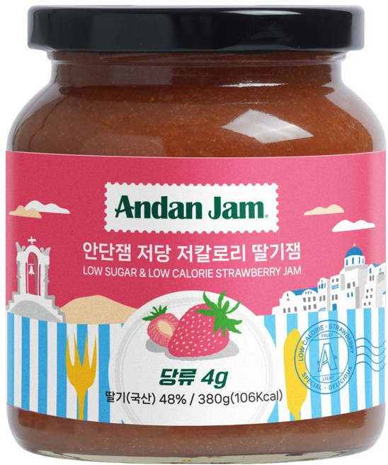 안단잼 저당 저칼로리 딸기잼, 380g, 1개