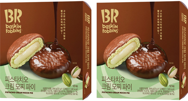 배스킨라빈스 피스타치오 크림 모찌 파이 12p, 264g, 2개