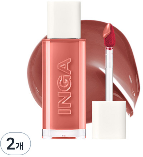 INGA Cosmetics 玻璃水光唇彩, Nude Ginger, 4.5g, 2支