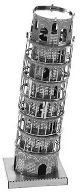 3D立體微型雕塑拼圖 12 x 12 x 63mm, 比薩斜塔 銀色, 1片, 1個