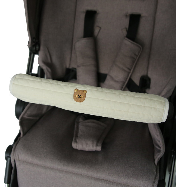 맘스포유 100수 누빔 자수 유모차 안전바 커버, 곰이, 1개