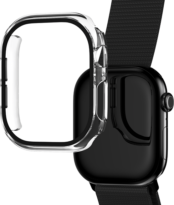 요거 애플워치 풀커버 액정보호필름 강화유리 케이스, 투명, 1개