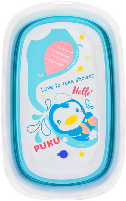 PUKU 藍色企鵝 摺疊浴盆 37L, Elephant大象, 1個
