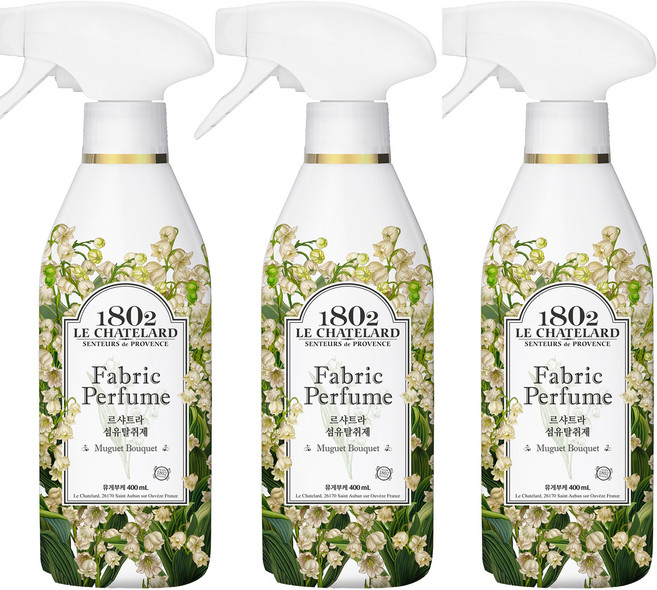 르샤트라1802 섬유탈취제 뮤게부케 본품, 400ml, 3개