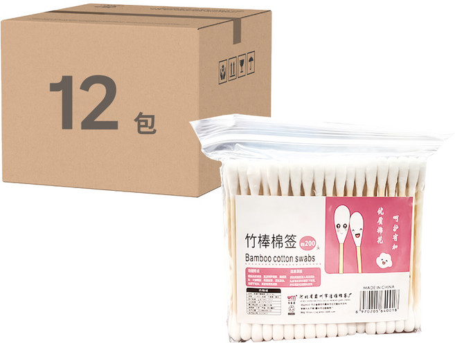 小麥購物 雙頭清潔棉花棒 S334 26g, 100支, 12包