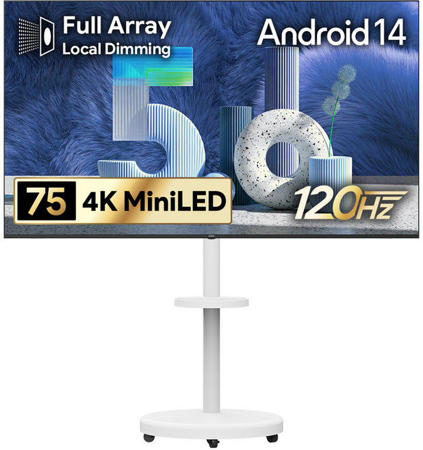 더함 4K UHD QLED 구글 5.0 이동식 120Hz 스마트TV 패키지, 191cm(75인치), UA751MINILED Google5.0 120Hz 2025C, 이동형 스탠드, 방문설치