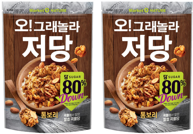 마켓오네이처 오!그래놀라 저당, 255g, 2개