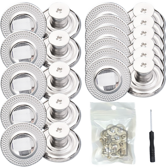 밝은리빙 신형 바지수선 요술단추, 실버패턴, 10개