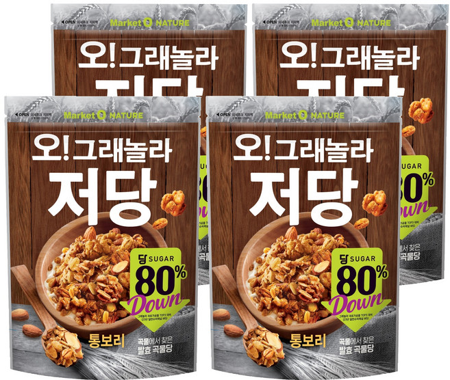 마켓오네이처 오!그래놀라 저당, 255g, 4개