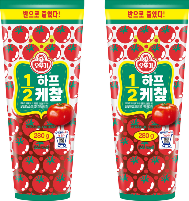 오뚜기 1/2 하프 케첩, 280g, 2개
