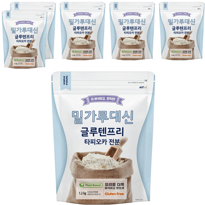 알티스트 밀가루 대신 글루텐 프리 타피오카 전분, 1.2kg, 6개