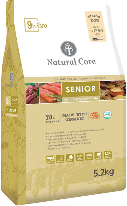 네츄럴코어 강아지 에코9 기능성사료 시니어, 연어, 5.2kg, 1개
