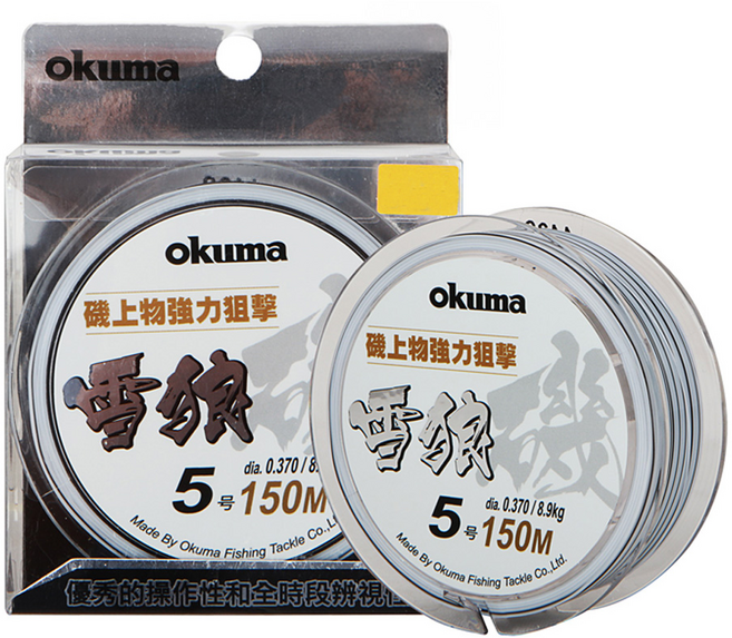 okuma 寶熊釣具 尼龍線 雪狼磯 Snow wolf 5號, 銀色, 1個
