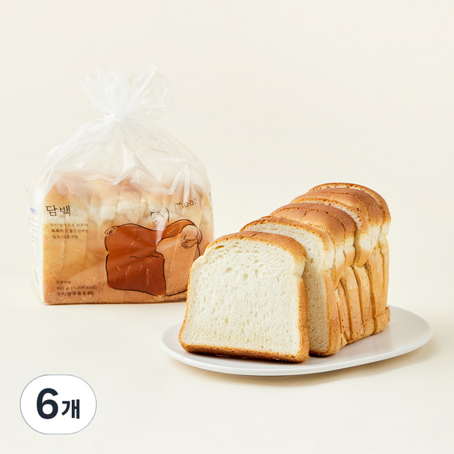 밀도 담백 식빵, 480g, 6개