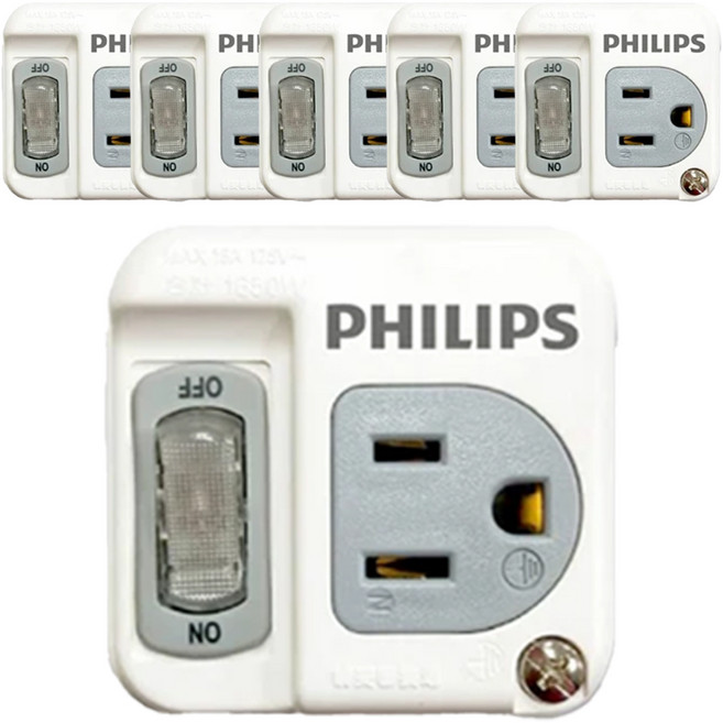 PHILIPS 飛利浦 節能開關 1開1插分接式插座 CHP3010W/96, 56mm, 白色, 6個