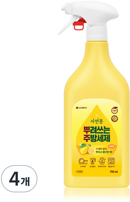 자연퐁 뿌려쓰는 주방세제 용기형 레몬향, 4개, 750ml