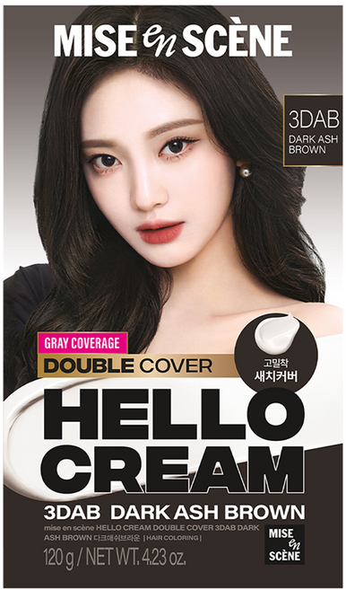 미쟝센 헬로크림 더블커버 새치 염색제, 다크애쉬브라운, 1개