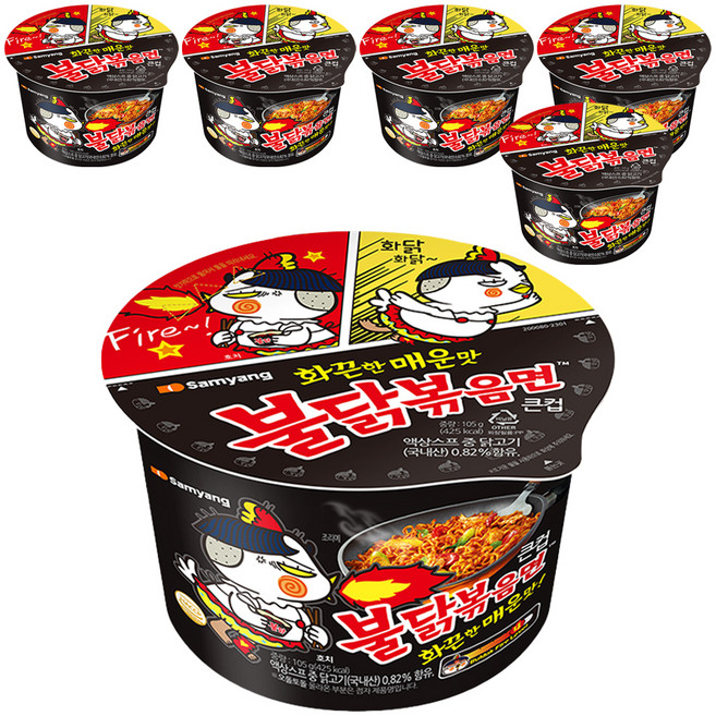 불닭볶음면 큰컵 105g, 6개
