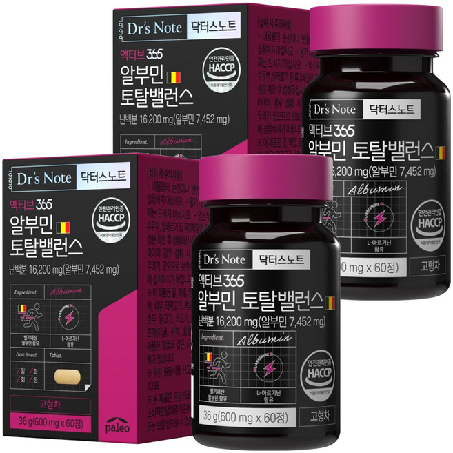 닥터스노트 액티브 365 알부민 토탈밸런스 건강식품 2개월분 60정, 36g, 2개