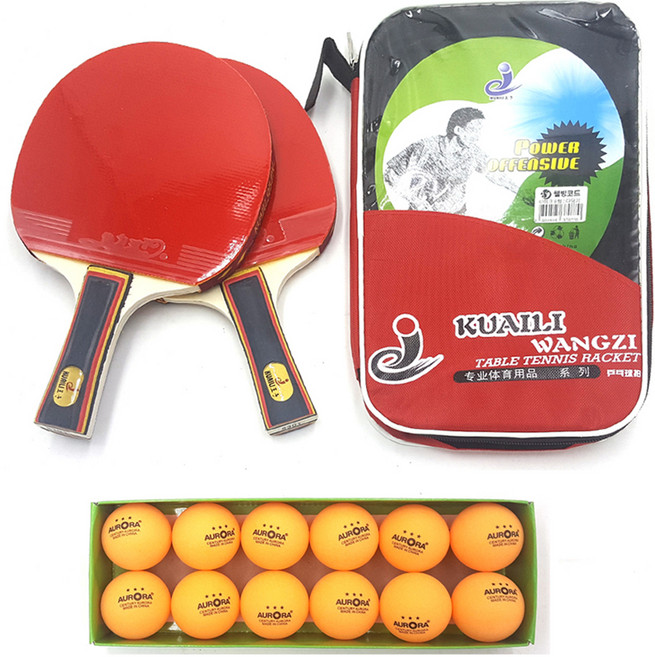다담기 쉐이크형 탁구라켓 2p + 3성 탁구공 12p 세트, TR-002, 1세트