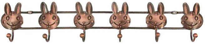 Little Pink Rabbit 粉彩小兔 小熊6鉤 CA337, 古銅色, 1個