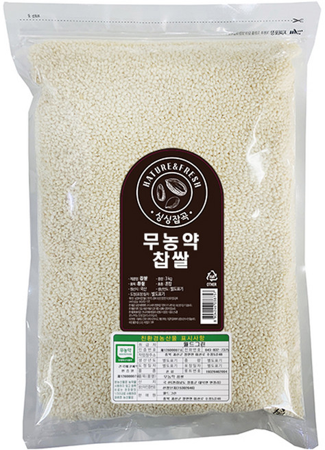 싱싱잡곡 무농약 찹쌀, 3kg, 1개
