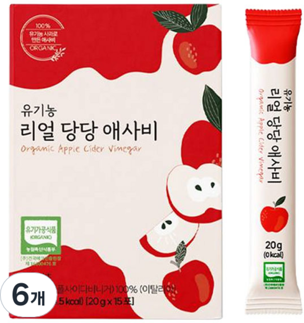 리얼당당 유기농 애사비 발효식초 스틱, 6개, 300g