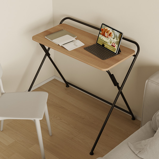 소프시스 튜브 접이식 책상, 티크판넬 + 블랙프레임