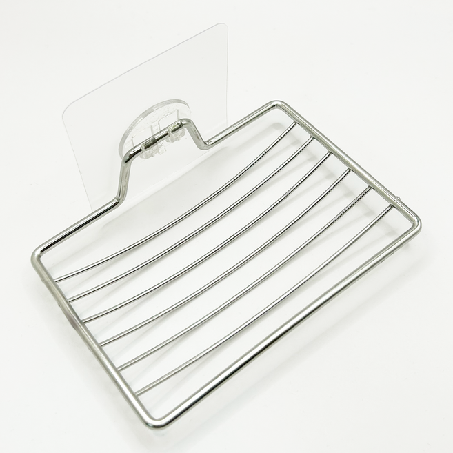 디엔오 부착식 무타공 물빠짐 비누 받침대, 실버, 1개