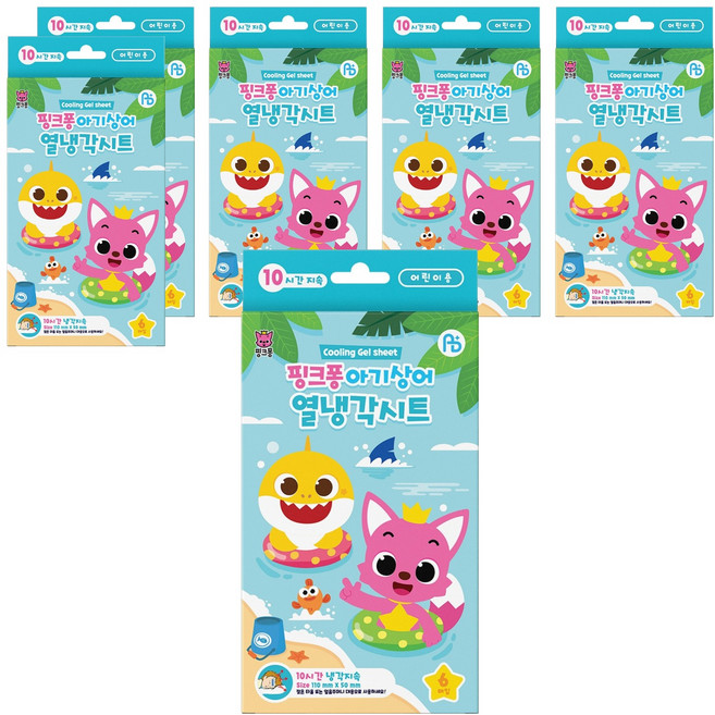ABPLUS 아텍스 핑크퐁 아기상어 열냉각 해열시트, 6개입, 6개