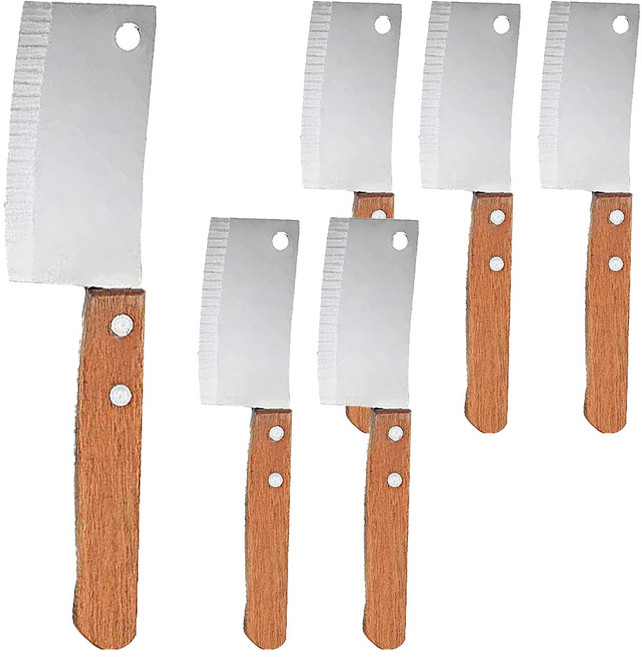 小麥購物 迷你小菜刀 30g, 手柄 木紋色, 6支