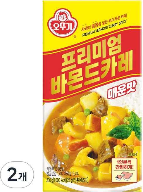 오뚜기 프리미엄 바몬드 고형 카레 매운맛, 2개, 200g