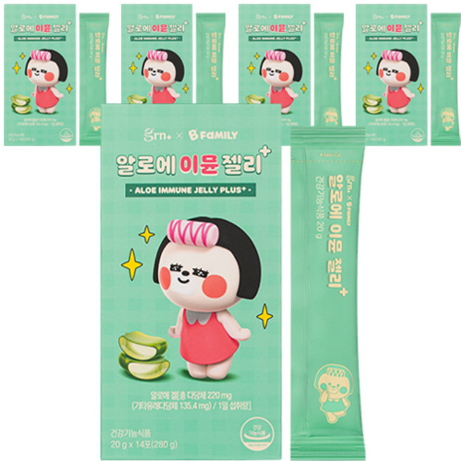 GRN 알로에 이뮨 젤리 플러스 14p, 280g, 5개
