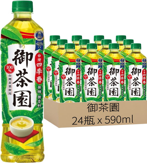 御茶園 台灣四季春 無糖, 590ml, 24瓶