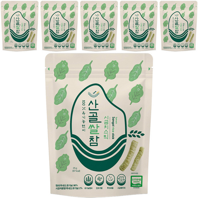 에코맘의산골이유식 산골쌀참, 시금치, 25g, 6개