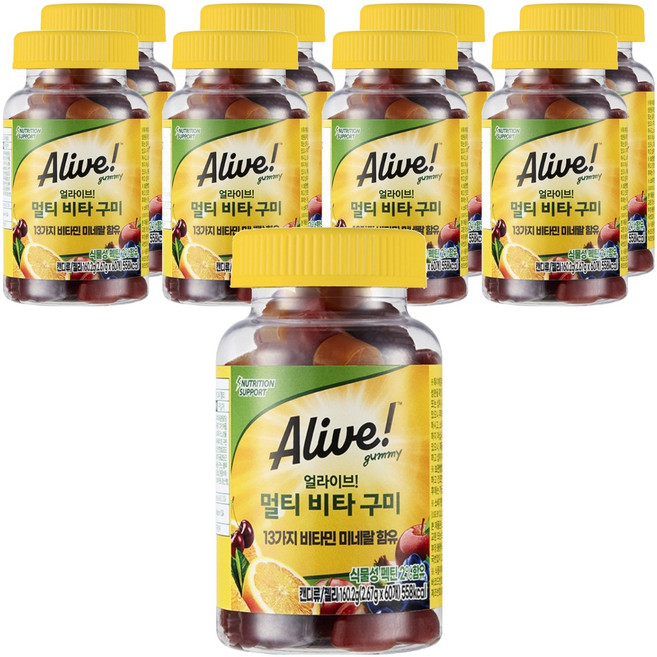 얼라이브 멀티 비타 구미, 60정, 9개
