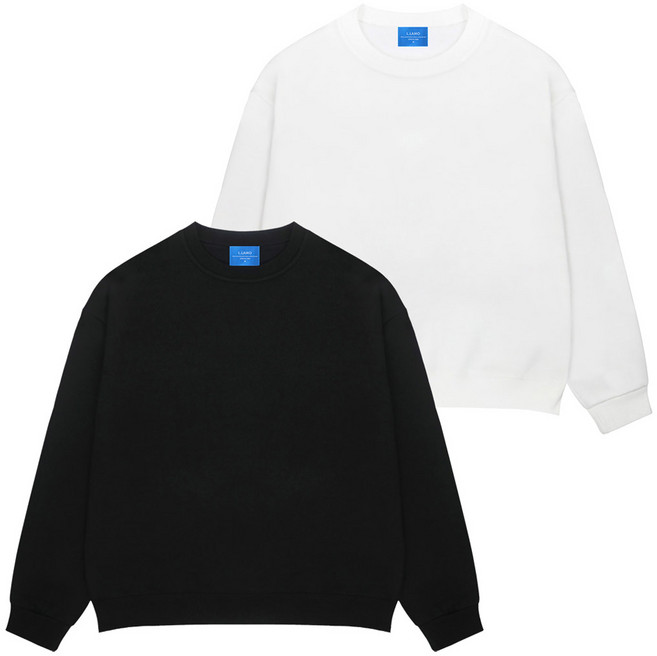 엘라모 남녀공용 베이직 기모 맨투맨 2종 세트