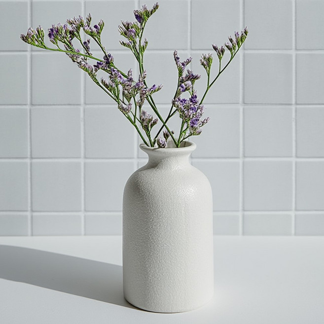 엔도브 도자기 꽃 화병, 화이트