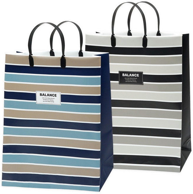 포포팬시 밸런스 PP 쇼핑백 대 2종 세트, 네이비, 블랙, 1세트