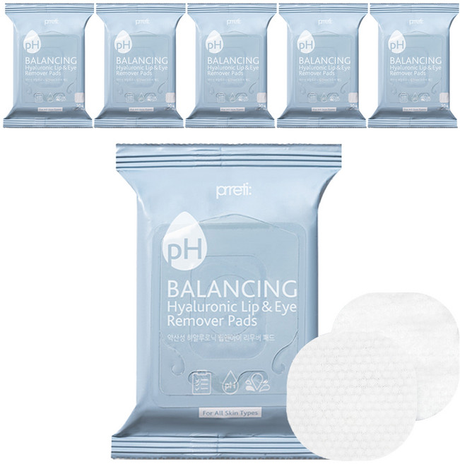 프레티 약산성 히알루로닉 립앤아이 리무버 패드 30p, 55g, 6개