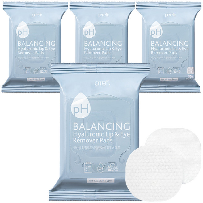 프레티 약산성 히알루로닉 립앤아이 리무버 패드 30p, 55g, 4개