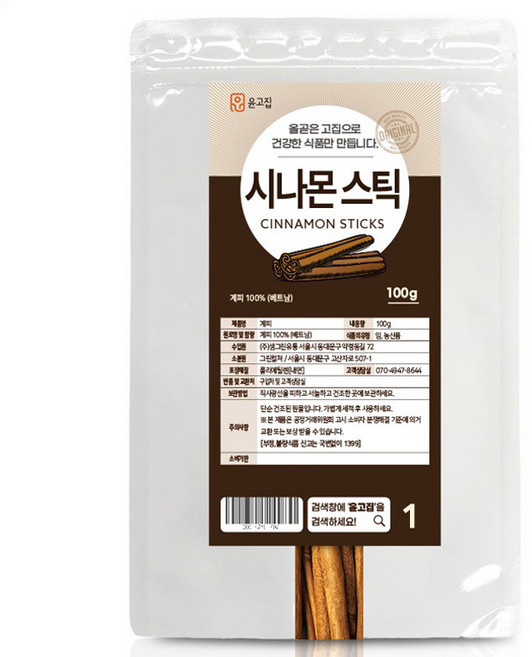 윤고집 시나몬 스틱, 100g, 1개