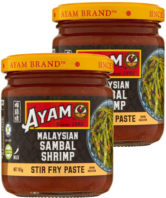 AYAM 雄雞標 參巴蝦米醬, 185g, 2罐