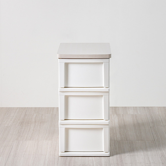 아이리스 우드탑체스트 서랍장, 화이트 + 불투명, 3개