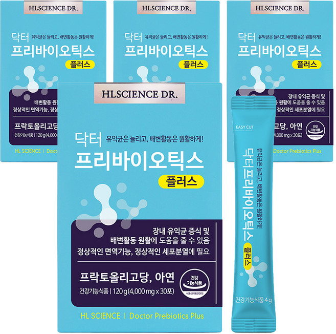 에이치엘사이언스 닥터프리바이오틱스 플러스 유산균 30p, 120g, 4박스