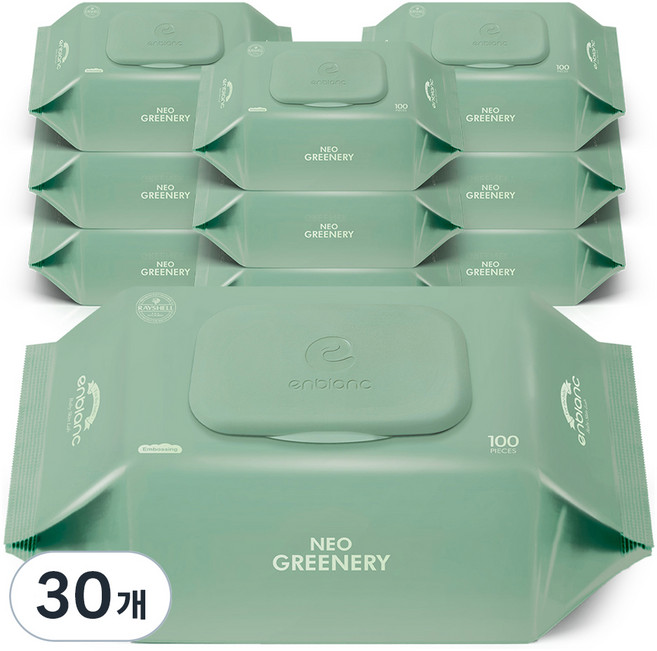 앙블랑 네오 그리너리 유아용 물티슈 캡형, 50g, 100매, 30개