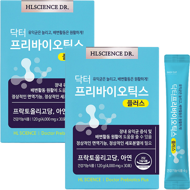 에이치엘사이언스 닥터프리바이오틱스 플러스 유산균 30p, 120g, 2박스