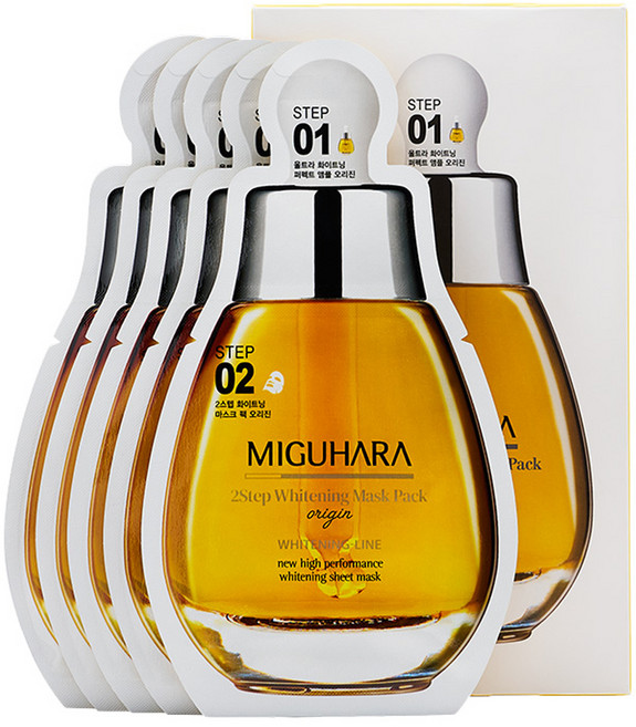 미구하라 2스텝 화이트닝 마스크 팩 오리진, 5개입, 1개