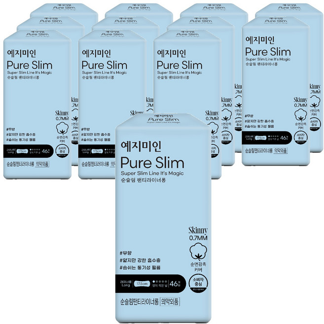 예지미인 순슬림 팬티라이너, 롱, 46개입, 12개